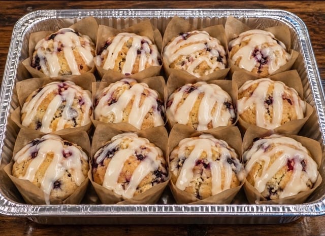 Mini lemon Blueberry Muffins by the dozen.