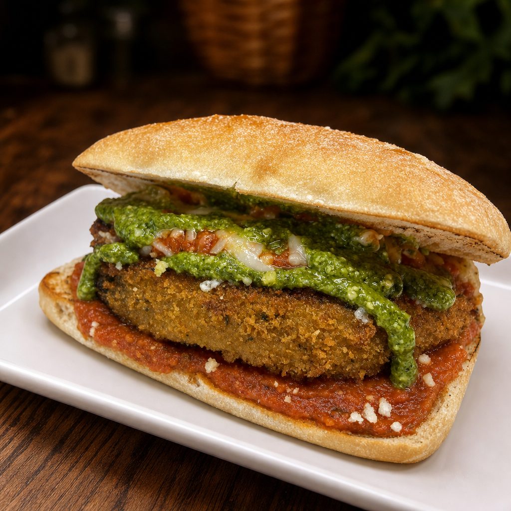 Chick'n Parm Sandwich.
