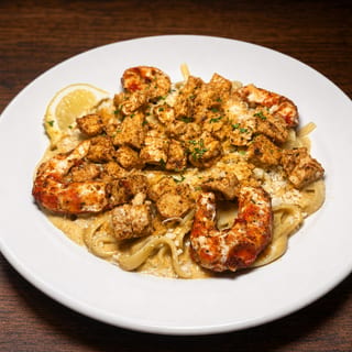 Cajun Chick'n and Shrimp Alfredo